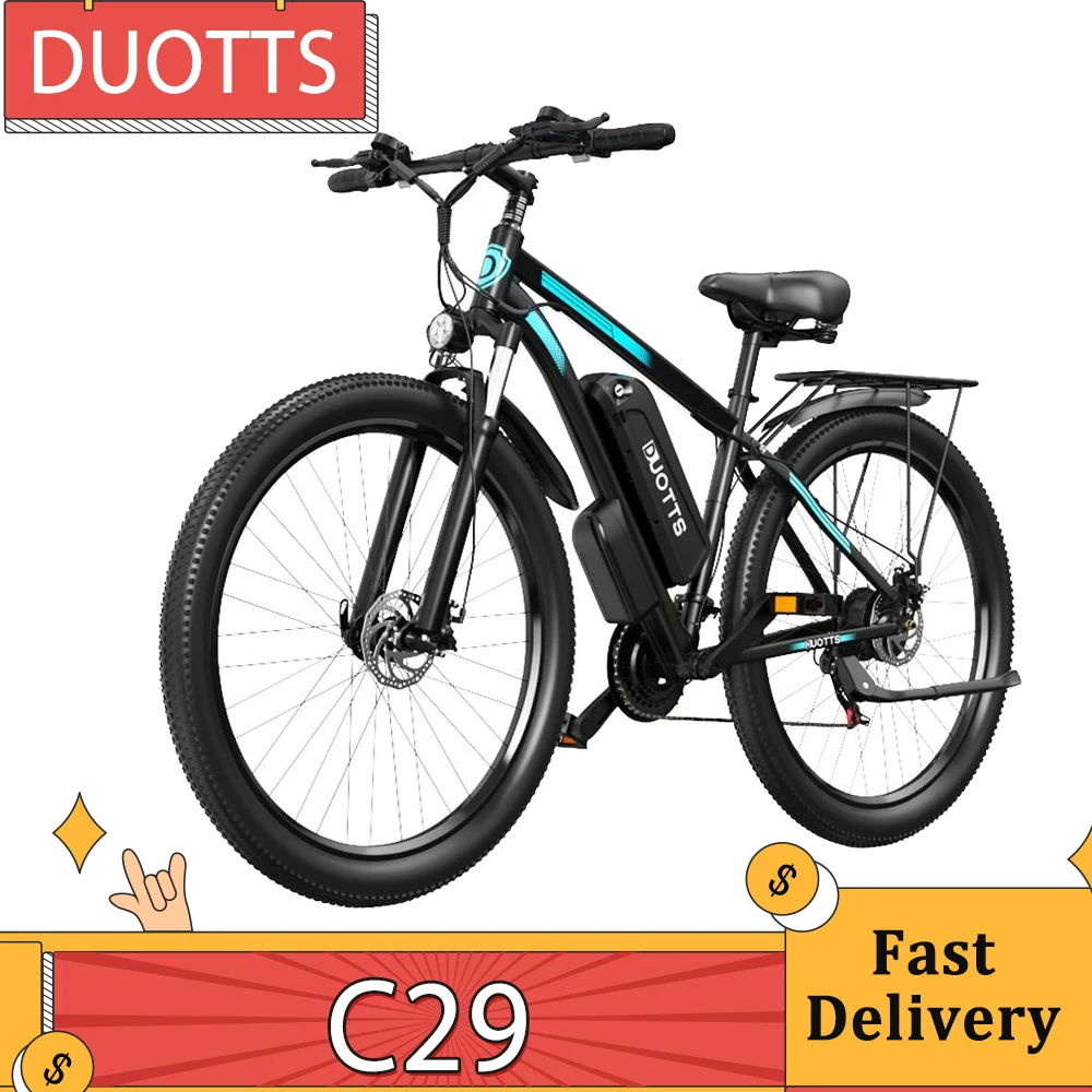 Duotts C29 Bici Elettrica 750W 48V 15Ah Batteria 50 Km/H Velocità Massima 29*2.1 Pollici Pneumatico Mountain Bike Elettrica Con Portapacchi Posteriore
