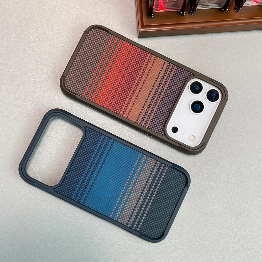 Premium Magnetic Real Carbon Fiber Kevlar Phone Case - Wireless Charging Compatible, Durable Protective Cover