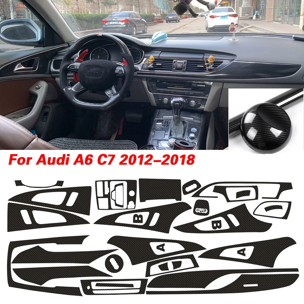Für Audi A6 C7 2012-2018 Innenraum Mittelkonsole Türgriff 3D/5D Carbonfaser-Aufkleber, Auto-Styling-Zubehör