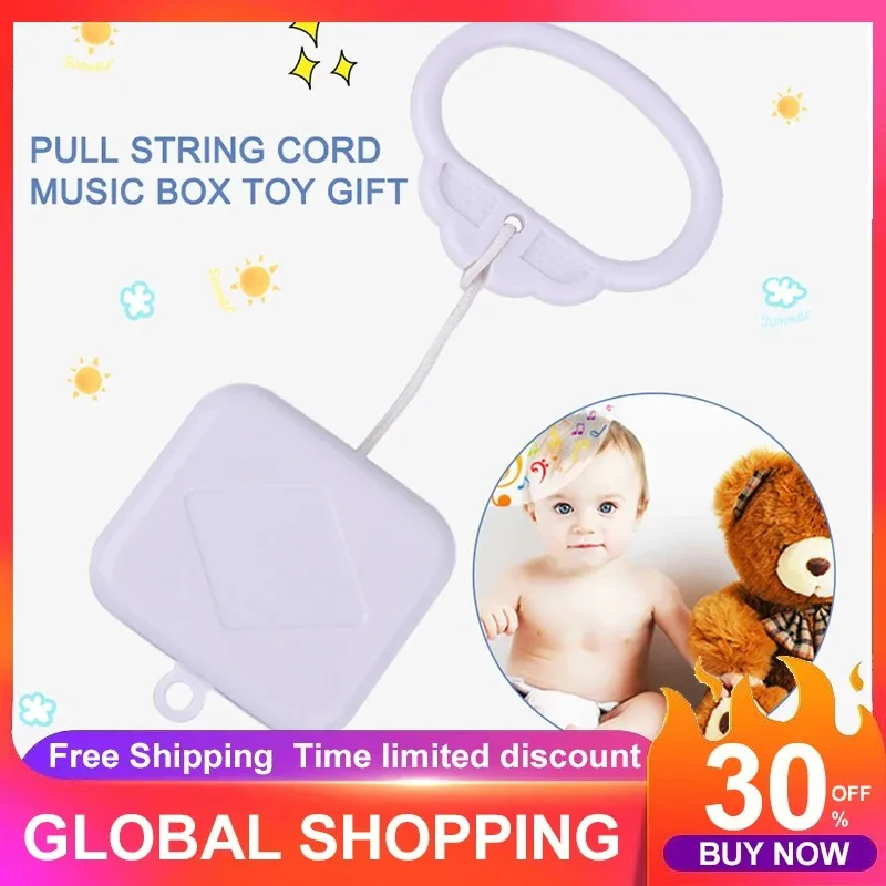 Pull Ring Music Box White Plastic Pull String Clockwork Cord Music Box Baby Infant Kids Bed Bell Rattle Toy Baby Rattles Gift