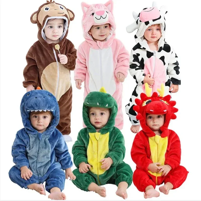 Kigurumi Unicorn Newborn Baby Clothes Pajamas Boy Girl Onesie Infant Winter Warm Animal Cosplay Costume Outfit Hooded Overalls kids pajamas