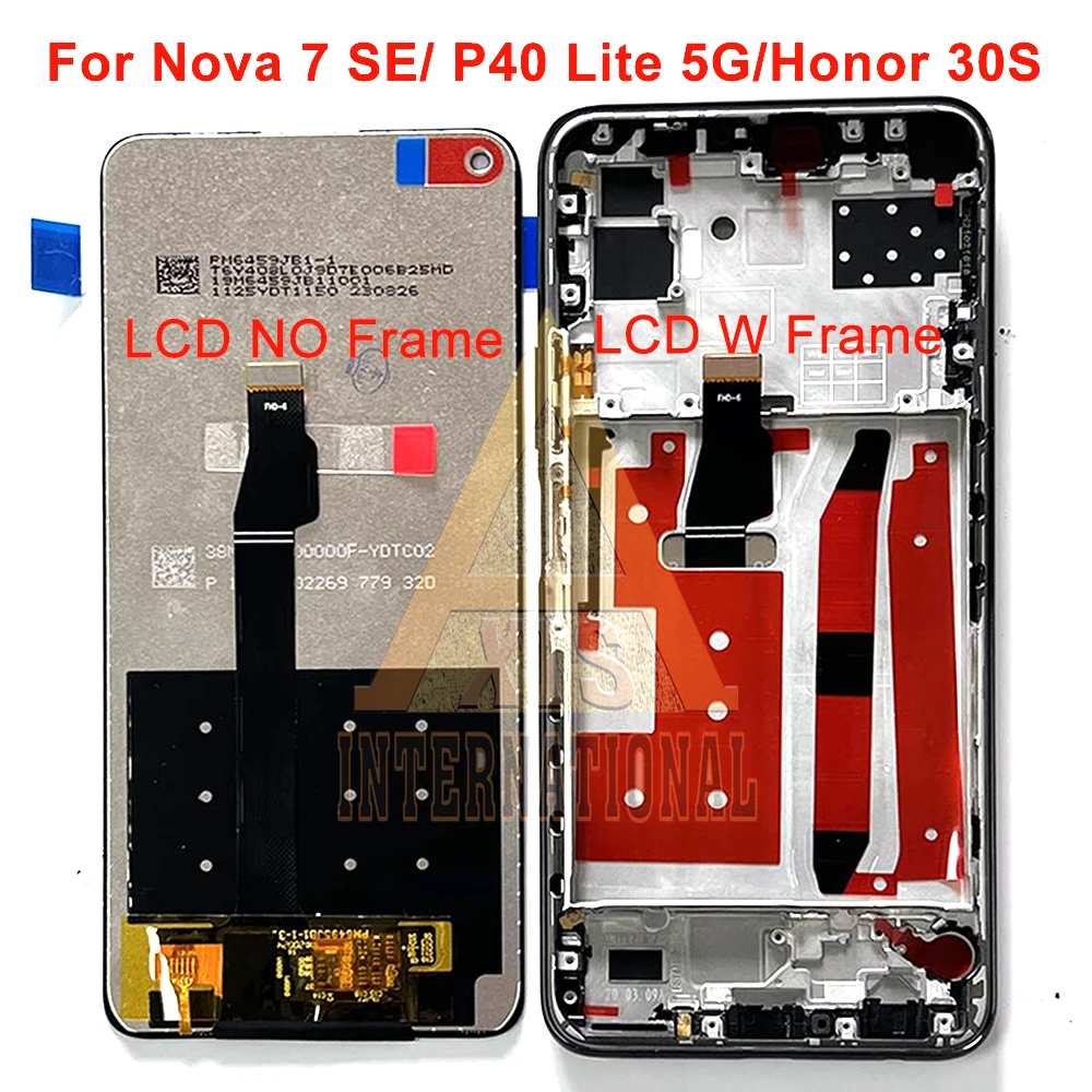 

6.5 Original For Huawei P40 lite 5G CDY-NX9A LCD nova 7 SE CDY-AN00 Display Screen Frame+Touch Panel For Honor 30S LCD CDY-AN90