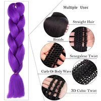 Extensions capillaires synthétiques violettes de 24 pouces, pour tresses au Crochet, tresses queue de cheval Jumbo, coiffure Ru Mi, cheveux multicolores 6
