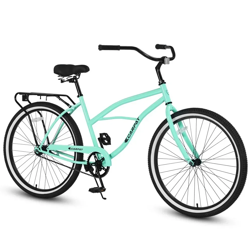 

Bike, 26 Inch Beach Cruiser Bike for Men and Women, Steel Frame, Single Speed Drivetrain, Upright Comfortable Rides, Bike