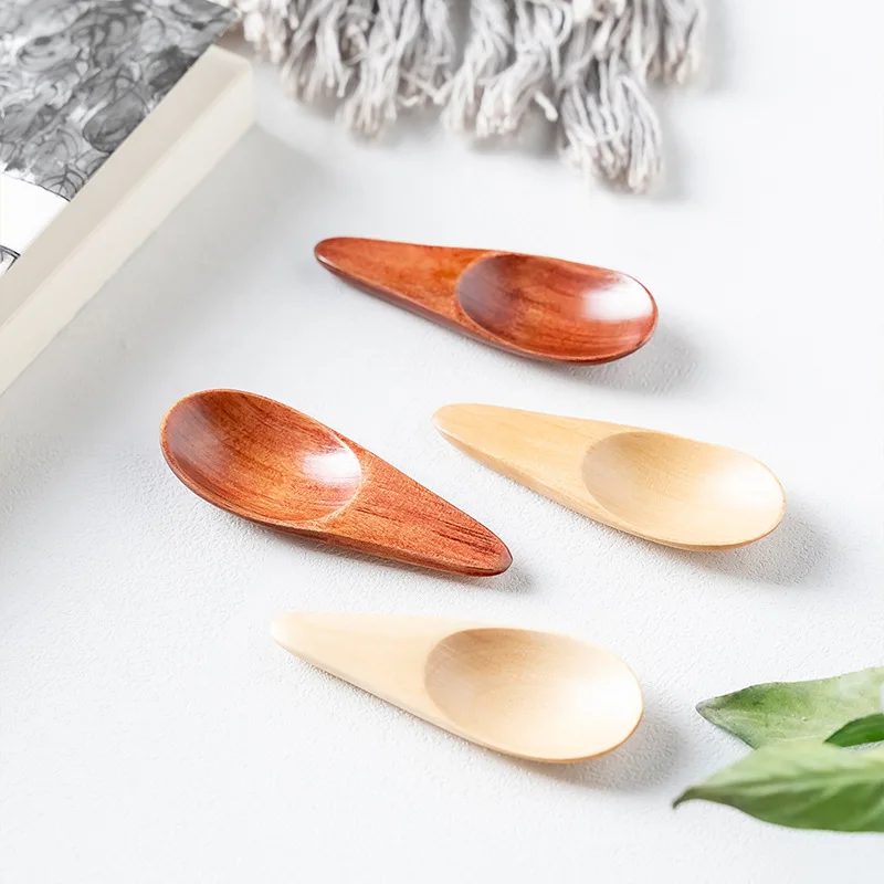 Mini Creative Tea Spoon Short Handled Small Wooden Coffee Spoon Spice Salt Milk Powder tea spoons