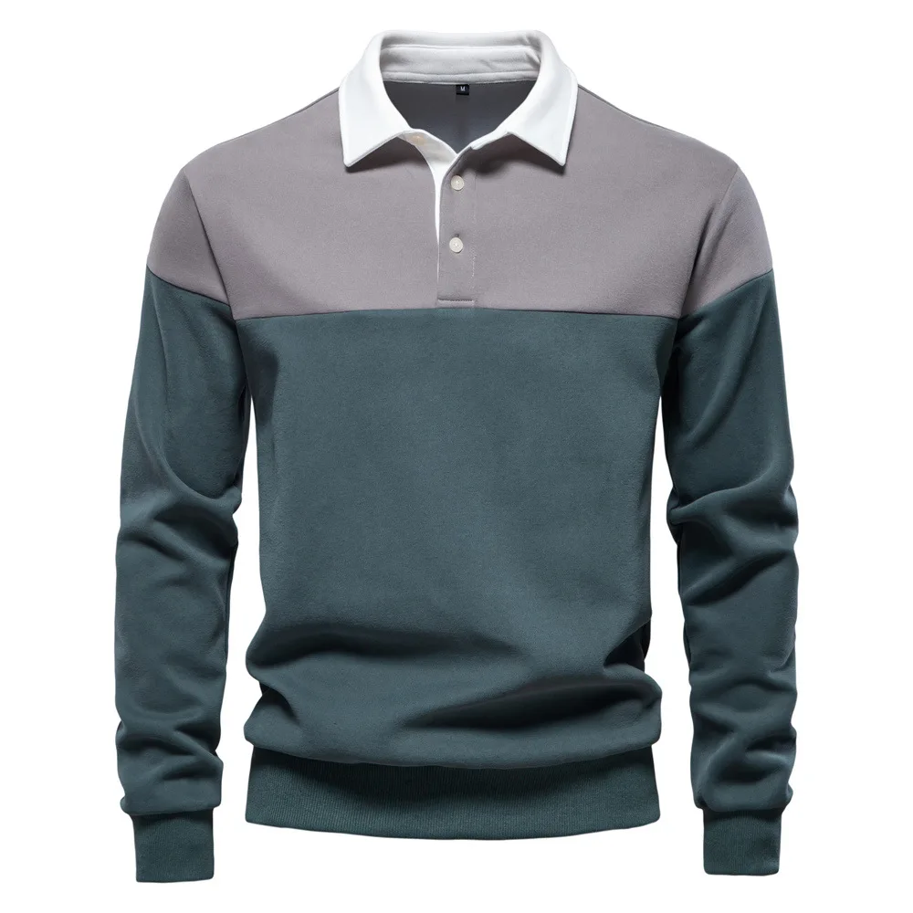 Spring Long Sleeve Polo Collar Sweatshirt Men's Casual Premium Top