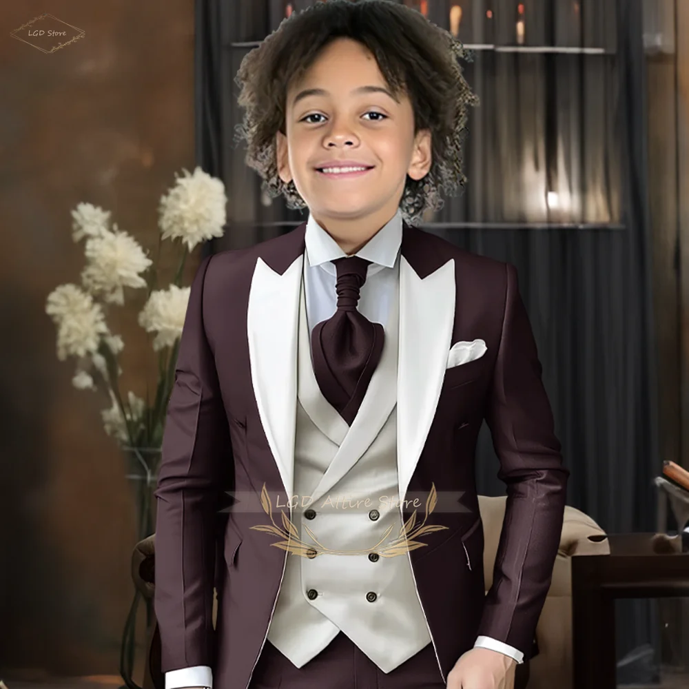 Boys' 3-piece suit Groomsman Wedding Children's Dance Party Birthday Tailcoat Little Gentleman Suit