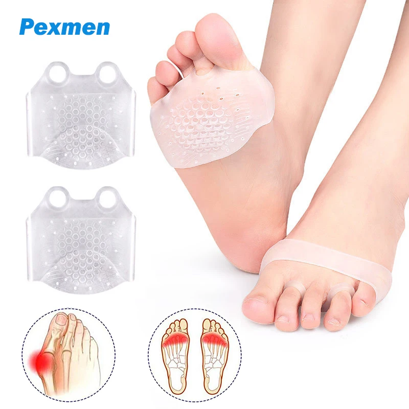Pexmen 2Pcs Gel Forefoot Pad Breathable Ball of Foot Cushions Metatarsal Pads for Women and Men Pain Relief Foot Protector 2pcs zinc alloy bearing housing 8mm 10mm 12mm 17mm hole ball bearing housing mounting bracket kp08 kp000 kp001 kp003