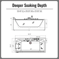 60 Inch Acrylic Freestanding Whirlpool Hot Tub Modern Soaking Bathtub with Central Drainage and Color Therapy  Bathroom Fixture 2