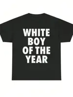Blanc garçon de l'année t-shirts coton imprimé à manches courtes T-shirt rétro décontracté Streetwear Vintage T-shirt mode haut ample unisexe Y2K 2