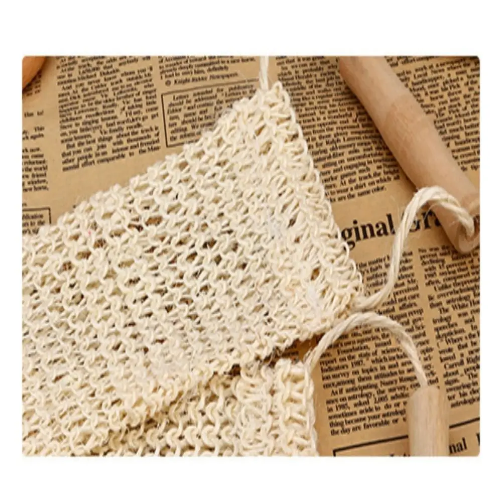Rub Exfoliating Dead Skin Shower Towel Durable Skin Care Bath Towel Scrubber Sisal Back Strap Wooden Handle 4