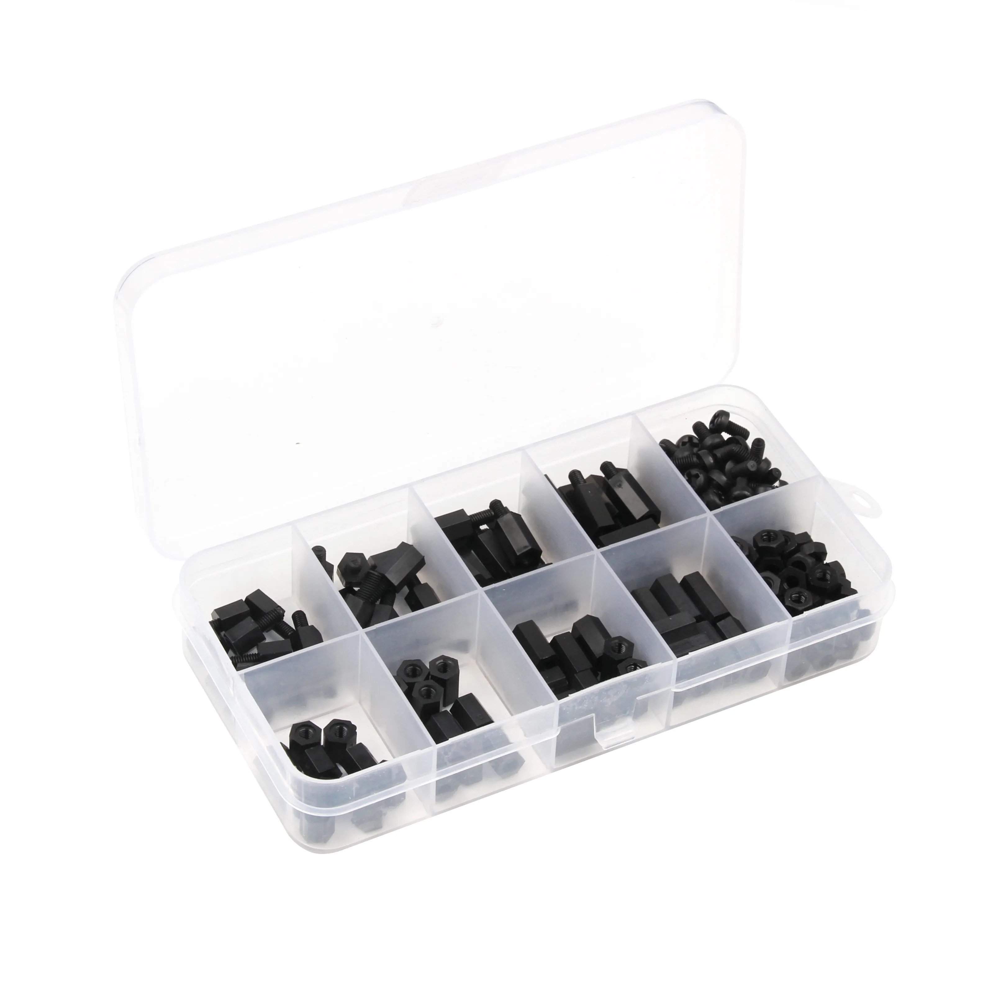 thumbnail image 1 of 180Pcs M3 Female Male Screws White&Black Hex Nylon Standoff Spacer Column For PCB Motherboard Fixed Plastic Spacing Screws Set, 1 of 5