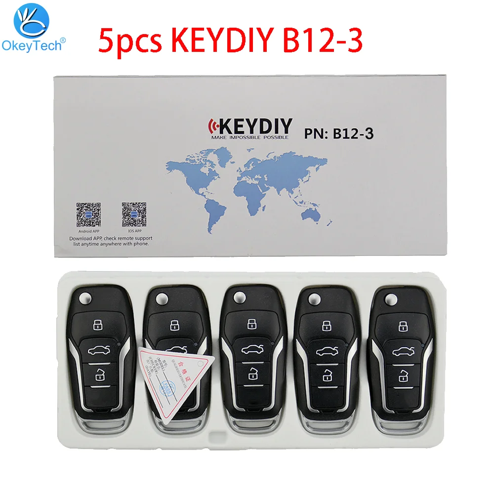 OkeyTech 5pcs/lot B Series B12-3 3 buttons For Ford Style Universal KD Remote Control For KD200 KD900 KD900+URG200 KD-X2