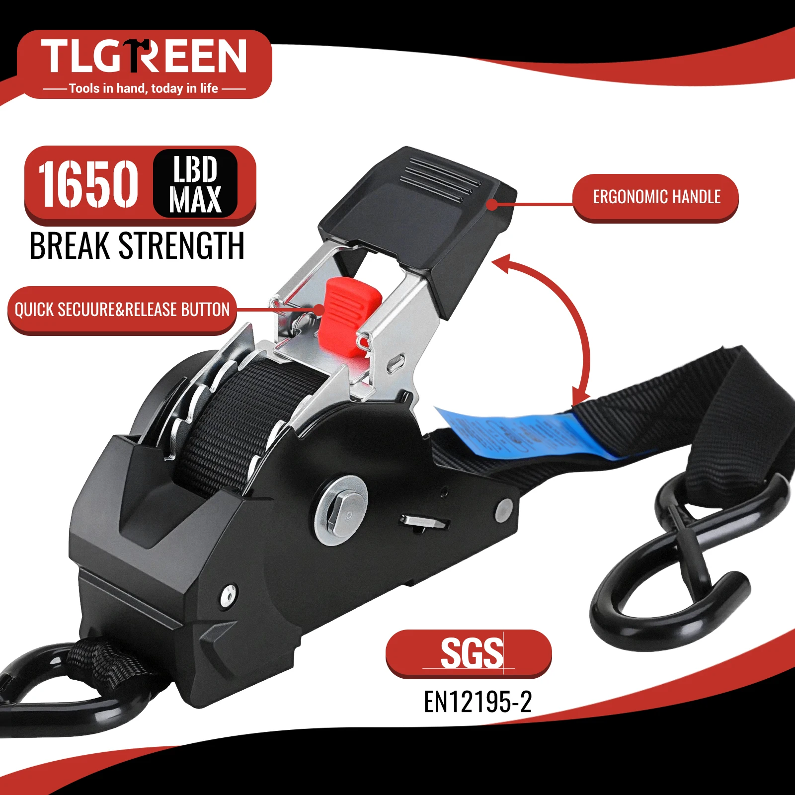 Retractable Ratchet Straps 1" x 10' Heavy Duty-1209 lbs Break Strength-Auto Retractable Boat Trailer Tie Down for Truck,Cargo