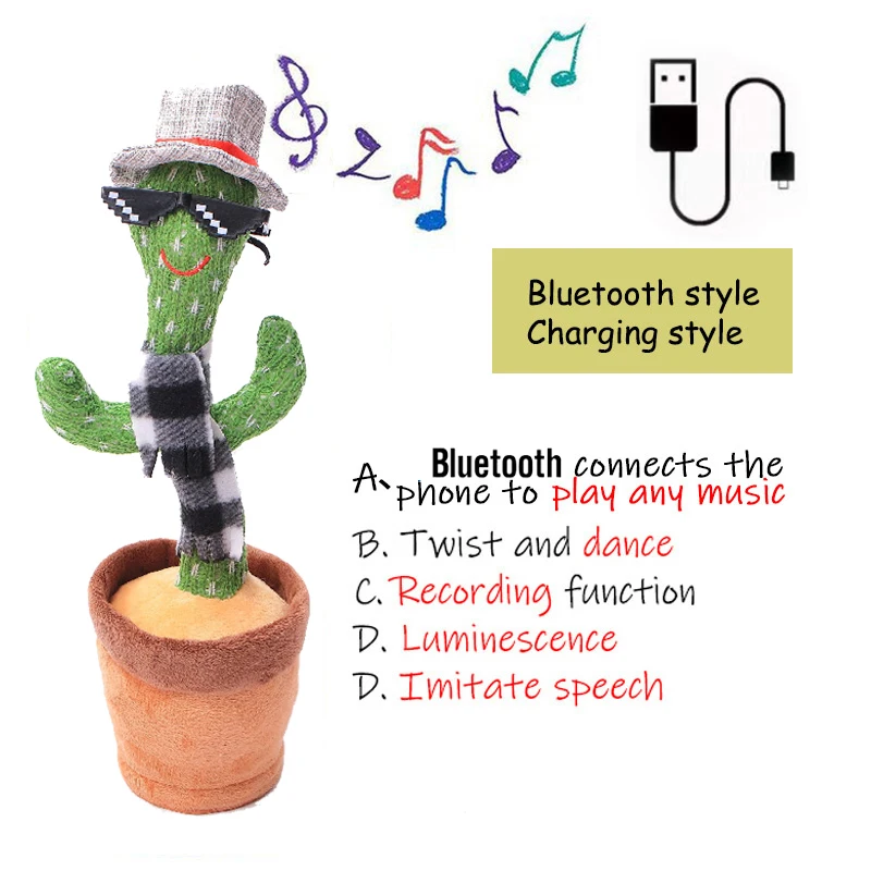2022 Dancing Cactus Speak Electronic Plush Toys Twisting Singing Dancer Talking Novelty Funny Music Christmas Gifts Bluetooth 