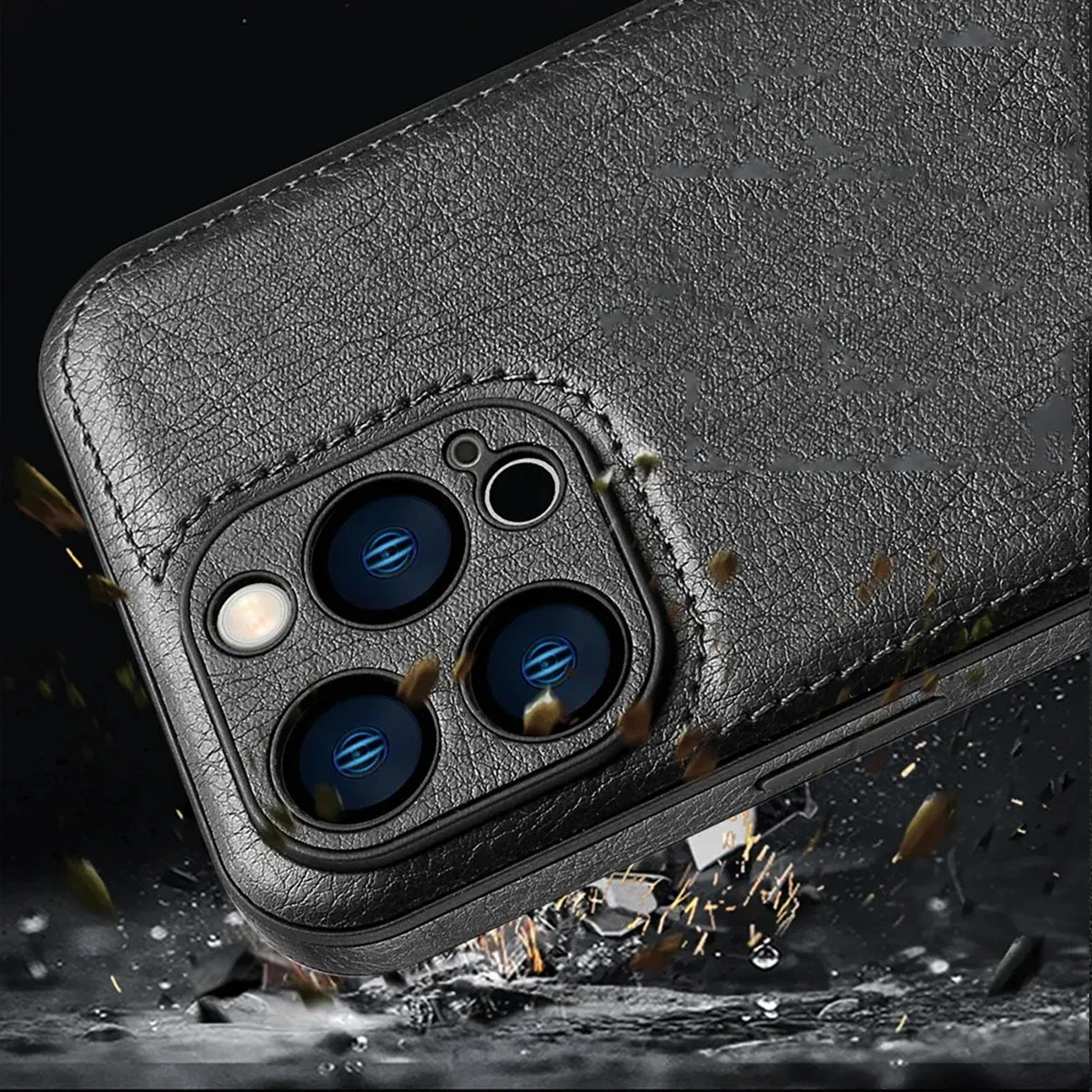 Sleek Leather Case with Lens Protection – Premium Phone Cover Coque