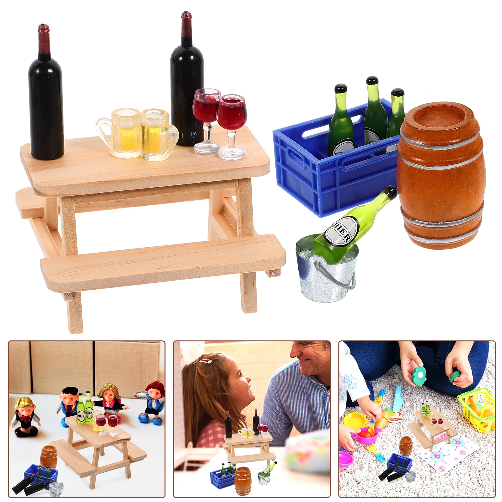 

1 Set House Accessories Miniature Bucket Ice Cube Beer Dollhouse Layout Cellar Set