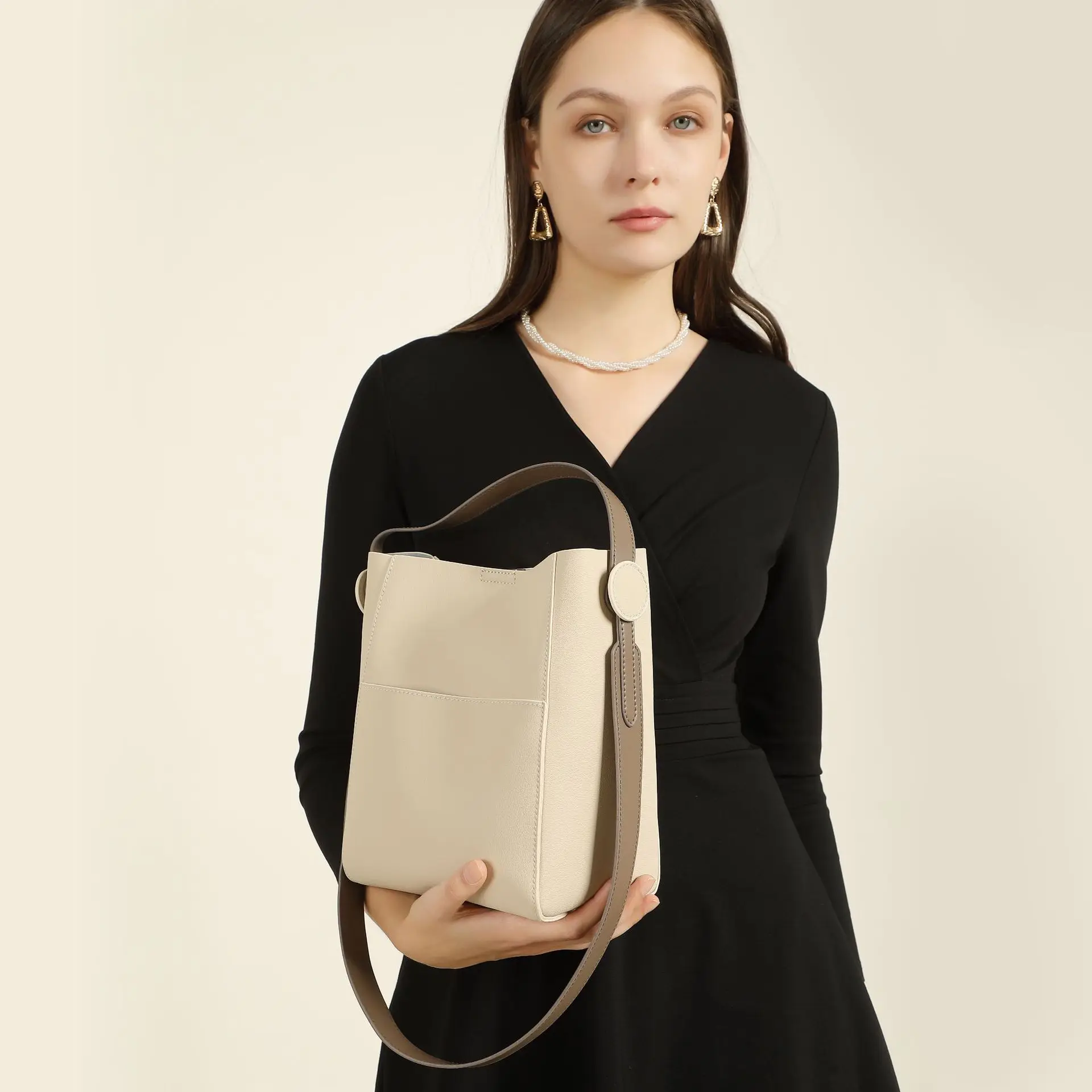 Genuine leather Bucket bag new fashion female shoulder bag large