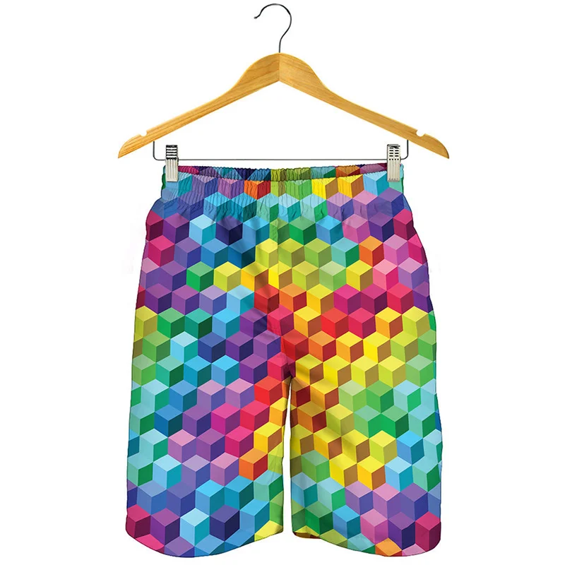 

Fashion 3D Printed Abstract Beach Shorts Men Geometric Stripes Graphics Board Shorts Swimsuit Summer Swim Trunks Surf Ice Shorts