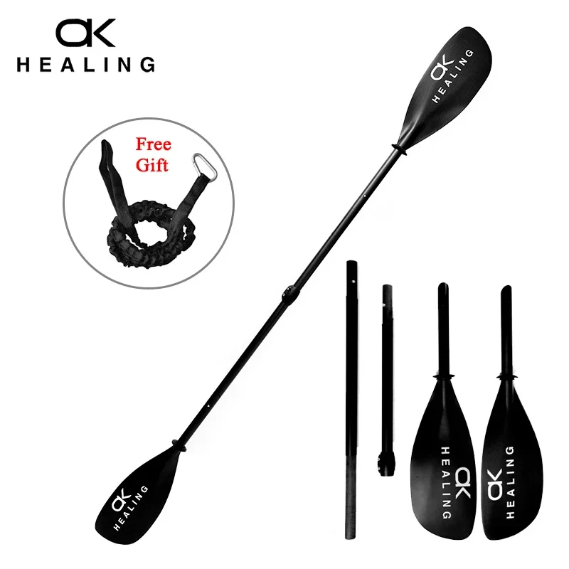 4 Sections Kayak Paddle Carbon Fiber 100% Plain 3k Shaft