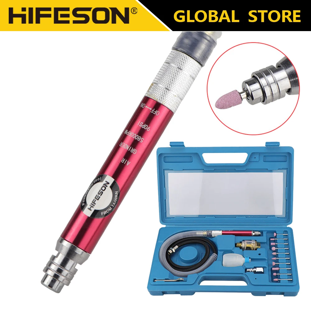 HIFESON Pneumatic Sanding Pen Air Die Grinder Kits Mini Polishing pneumatic engraving grinder pneumatic die grinder Air Mill Scribe Hammer