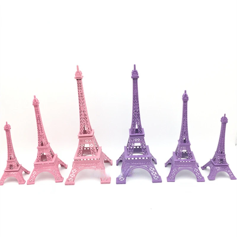 Description Picture 3 of itemCreative Zakka Metal Figurine Miniature Paris Eiffel Tower Model Home Decor Photography Prop in Pink & Purple