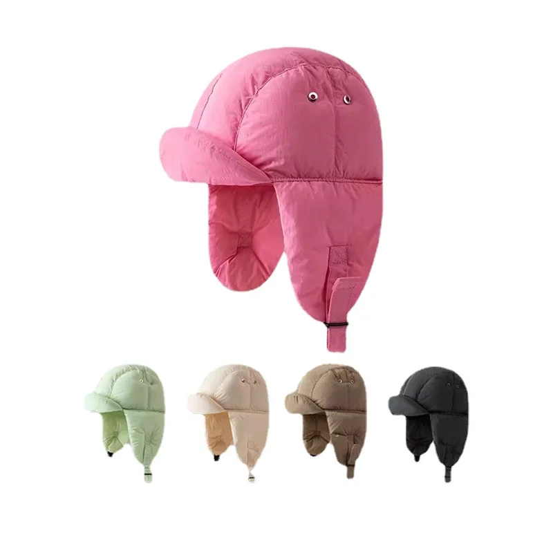Winter New Padded Bomber Hats for Men and Women Outdoor Windproof Cycling Cap Women\'s Thermal Pullover Trapper Hat Ski Pilot Cap