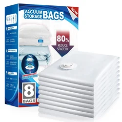 Jumbo Vacuum Seal Storage Bags for Comforters, Blankets, and Bedding - Space - Saving Solution for Clothes (8pcs)
