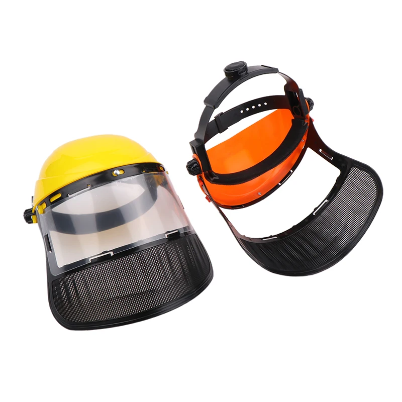1PC Garden Trimmer Helmet Safety Helmet Grass Trimmer Safety Helmet Hat Full Face Mesh Protective Mask Logging Brush Cutter Forestry Protection