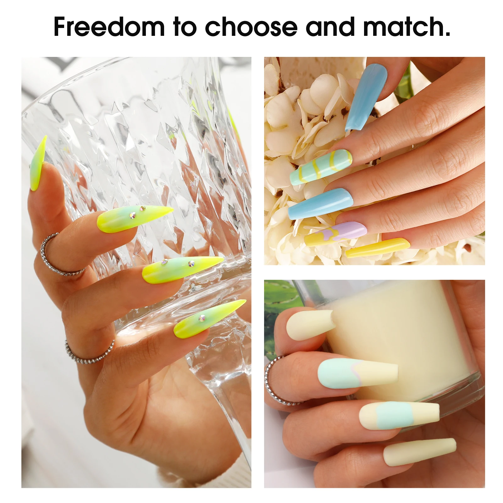 ROSALIND 48PCS Gel Nail Polish Set, 45 Colors Macaron Glitter Series Gel Polish Starter Set with Matte & Glossy Gel Top Base Coa 4