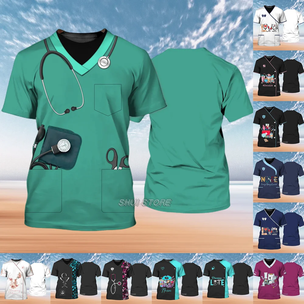 Women's Tshirt Nurse Tops Harajuku Clothes Summer Oversized Fashion