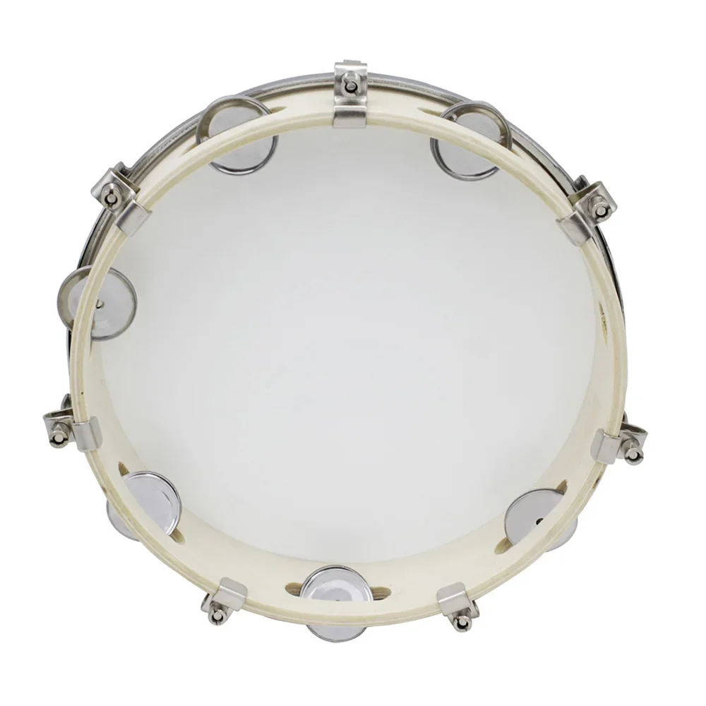 10 Inch Tambourine Hand-Rocking Bell Drum Wooden Tambourine Orff Percussion Instruments Children's Music Toys Kids Gifts