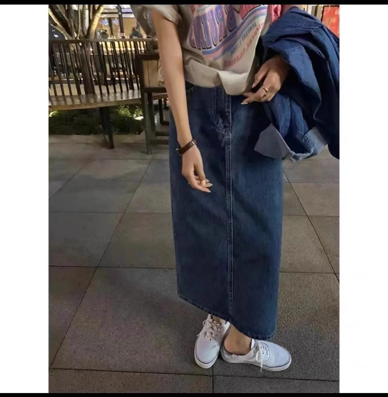 Fashion Maternity Denim Skirts High Waist Back Split Pregnant Woman A-Line Skirts Vintage Ankle-length Pregnancy Pencil