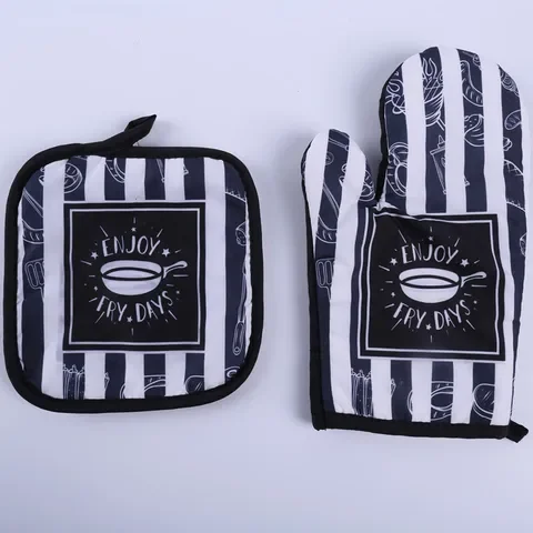 

2pc/set Microwave Baking BBQ Glove Cotton Cute Oven Mitts Heat Resistant Linen Potholders Non-slip Kitchen Cooking Tools Mitten