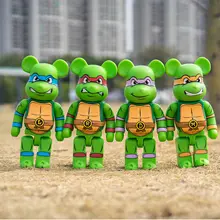 28cm Bearbrick 400 Figure Toy Model Ninja Tortoise Cartoon Animation Ction Figure Doll Kawaii Christmas Gift Collection Decora