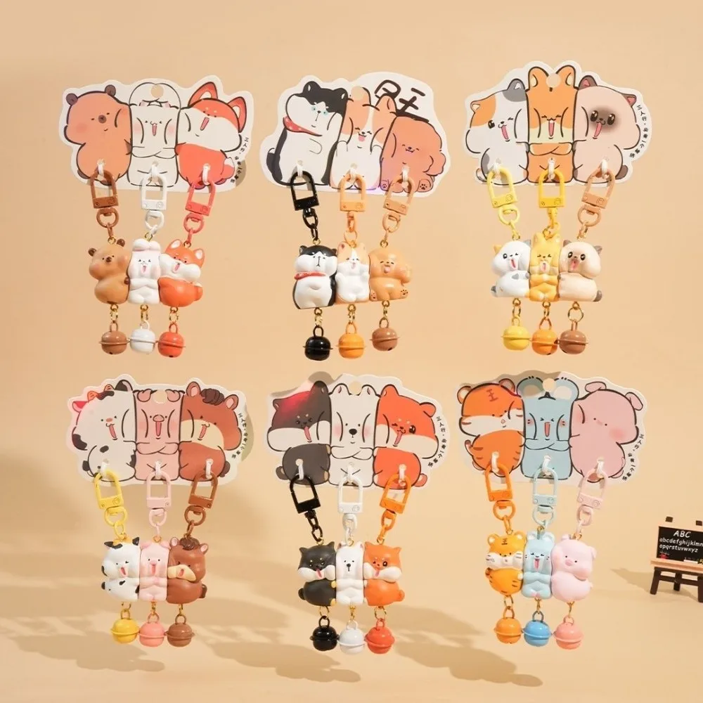 3-teiliges Set Magnetische Schlüsselanhänger Mini Cartoon-Tier Schlüsselanhänger aus Harz Freunde-Geschenk