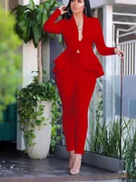 Women Winter Women's Set Tracksuit Full Sleeve Ruffles Blazers Pencil Pants Suit Two Piece Set Office Lady Outfits Uniform - Image 4