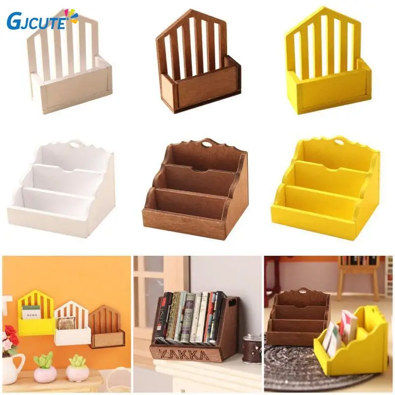 

1pc 1:6 1:12 Dollhouse Miniature Bookcase Magazine Rack Storage Basket Mini Bookshelf for Doll House Furniture Accessories Toy