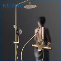 KEMAIDI ติดผนังห้องน้ํา 38 °   ระบบฝักบัวอาบน้ําอุณหภูมิแปรงทองชุดฝักบัวร้อนเย็นผสมอ่างอาบน้ําก๊อกน้ําแตะ 1