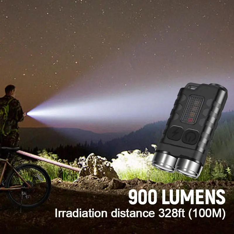 

Magnetic Mini Keychain Flashlight Super Bright 900LM Powerful EDC Flashlight&Red UV Blue Light Rechargeable Mini Pocket LEDLight