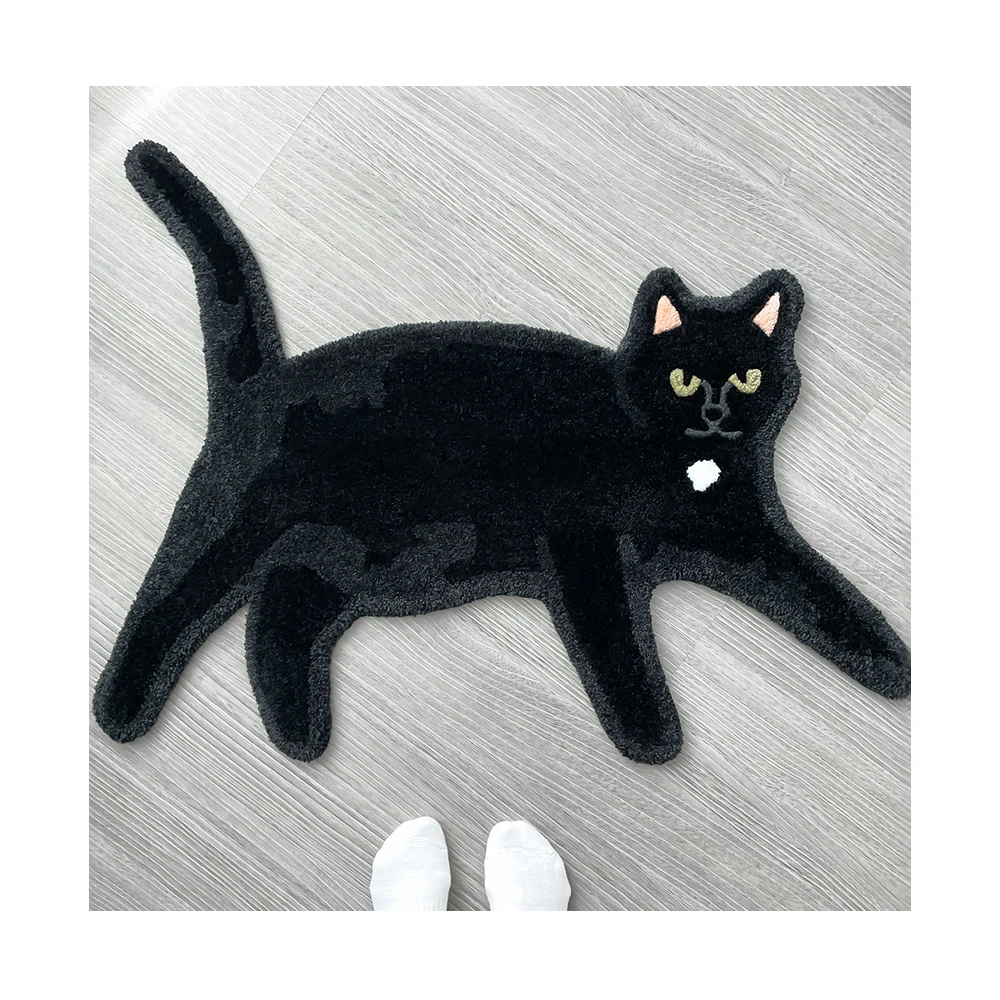 Black Cat Cute Cartoon Cartoon Rug Patterned Home Decor Modern Custom Carpet Fashion Decor Cool Rug Personalized Gifts