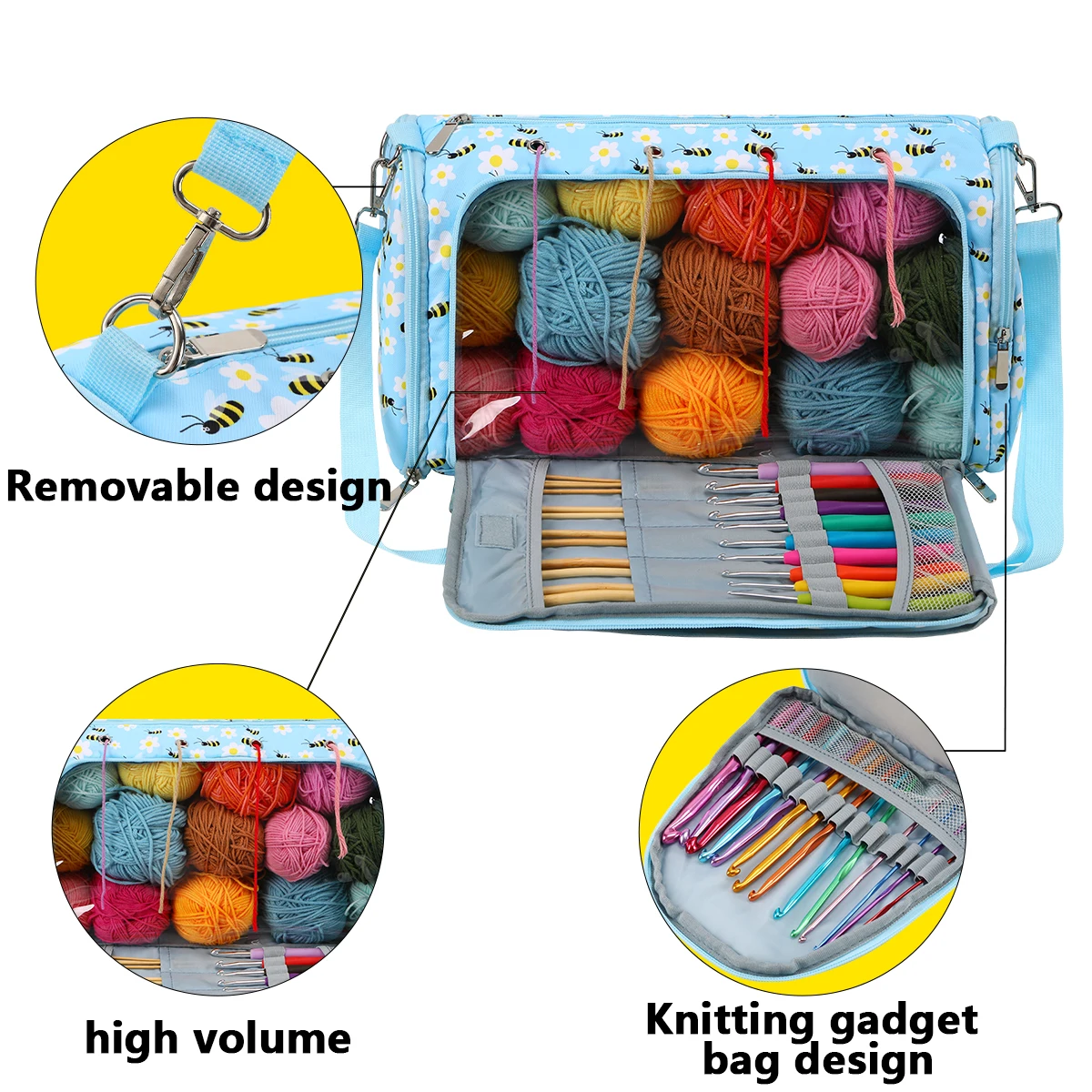 Wool Crochet Storage Bag Diagonal Package Yarn Storage Bag Waterproof Travel Knitting Tote for Sewing Tools yarn storage bag yarn storage organizer