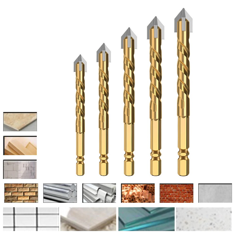 

2pcs 4-Flutes Carbide Drill Bits 5/6/8/10/12mm For Drlling Drywall Bricks Tiles Wood Aluminum Sheet Metal Power Tool Accessories