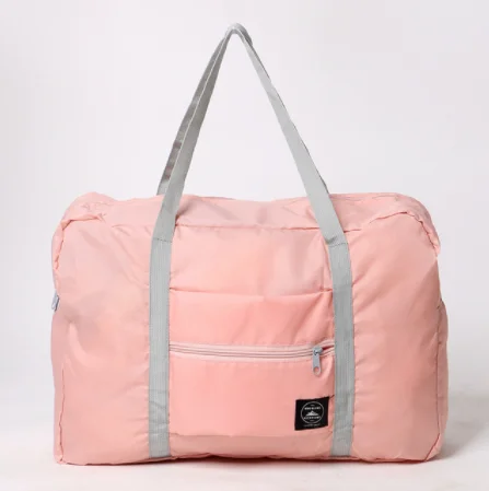 Portable Travel Bags Folding Unisex Large Capacity Women Hand Luggage Business Trip WaterProof pink(007)