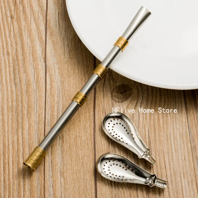 Drinking Straw Yerba Mate Tea Spoon Drinkware Stainless Steel Reusable Straws Metal Washable Tea Filter Cocktail Drinkware Bar drinking straws stainless steel straw