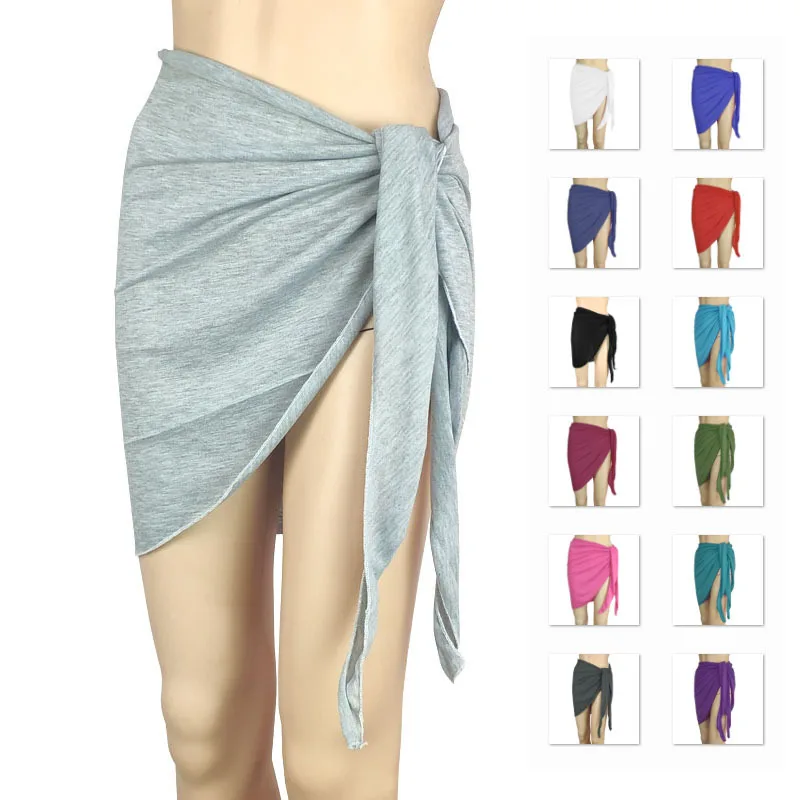 Summer Solid Bikini Cover Ups Shorts Pareo Wraps Sarong Skirt Swimsuit Beachwear Women Beach Skirts Swimwear Half Wrapped Skirt 1