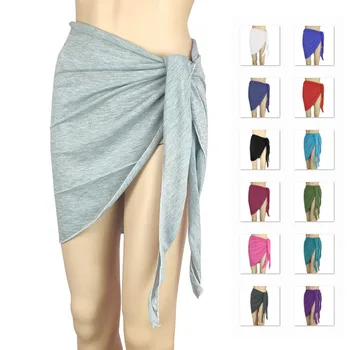 Summer Solid Bikini Cover Ups Shorts Pareo Wraps Sarong Skirt Swimsuit Beachwear Women Beach Skirts Swimwear Half Wrapped Skirt