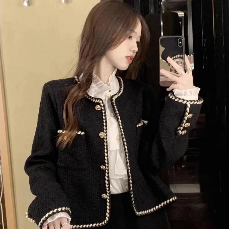 2024 New Fashion French Small Fragrance Cardigan Surcoat Female Spring Autumn Temperament Chic Short Coat Office Lady Jackets