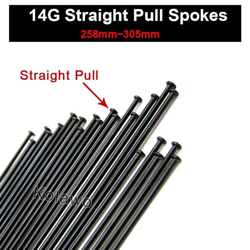 10pcs 14G/14K Black Straight Pull Bicycle Spokes Black Steel Spokes ...