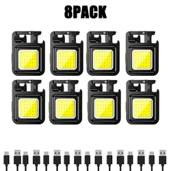 Compact USB Rechargeable LED Keychain Lantern - Multifunctional Portable Camping and Outdoor Work Light - 8Pack